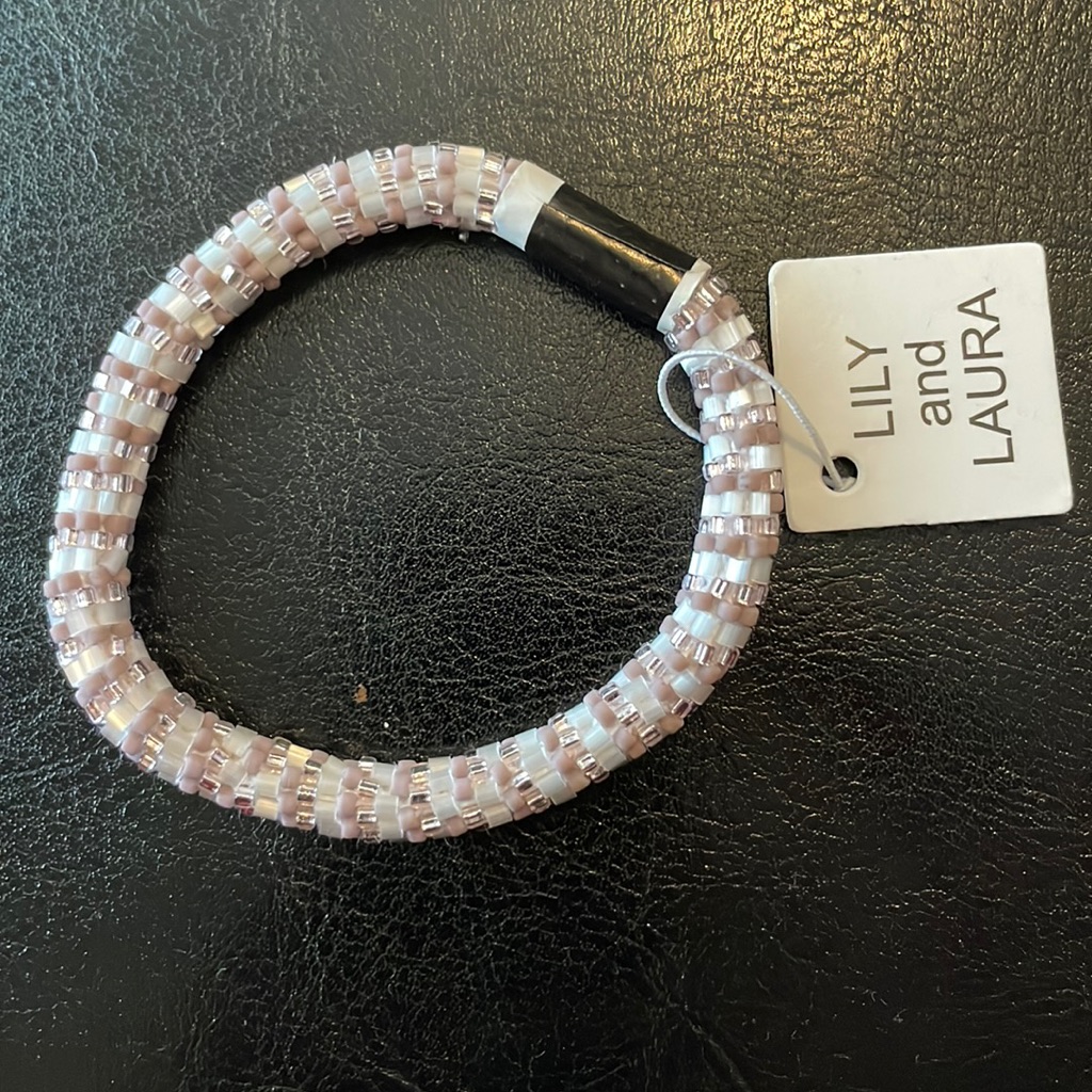 Lily And Laura Beaded Bracelet Nwt Purple Suede Stripes